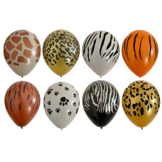 11" Safari / Zoo Animal 8 Print Assortment Latex Balloons. (50 Ct) 11" Safari / Zoo Animal 8 Print Assortment Latex Balloons. (50 Ct)